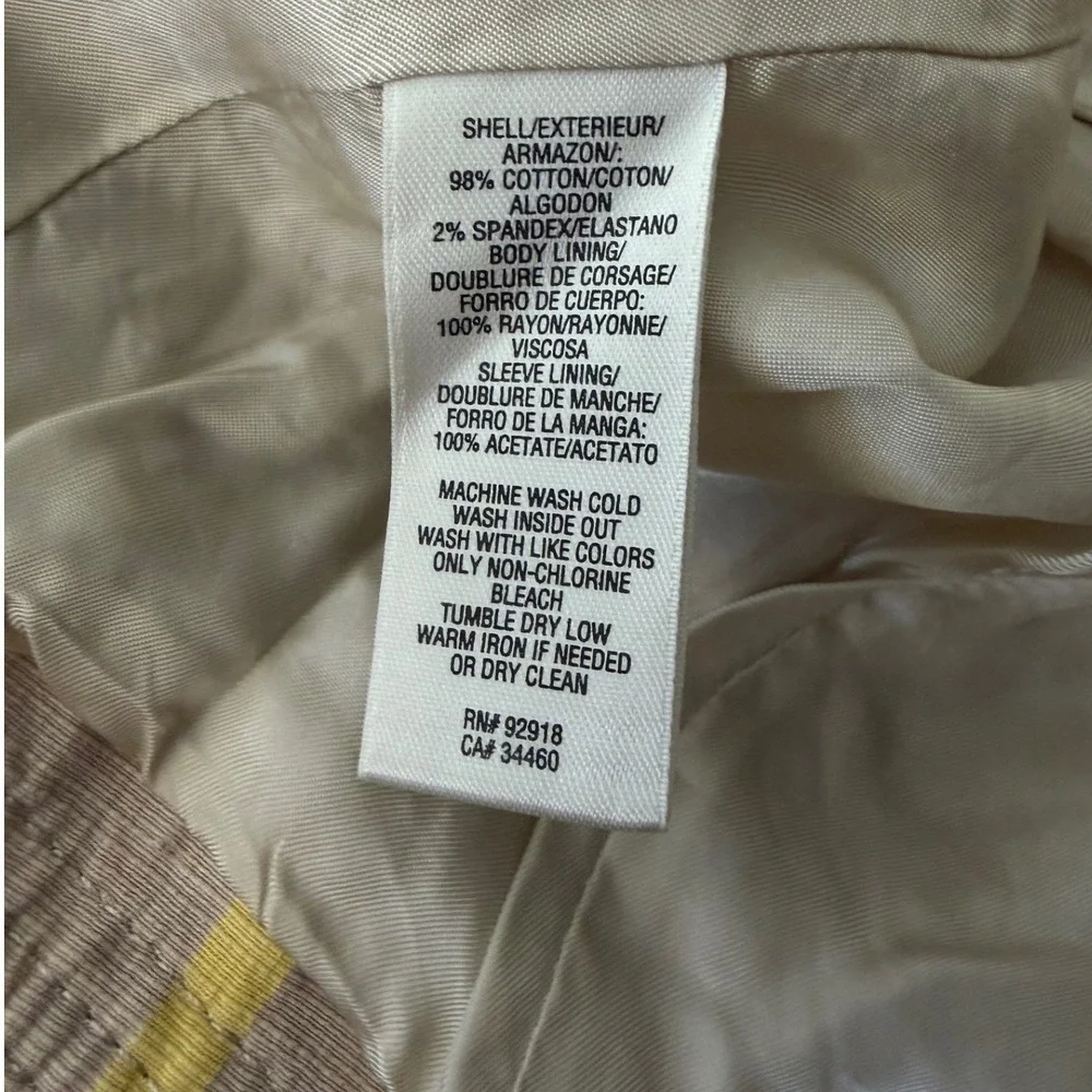Juicy Couture Blazer Women 6 Tan Yellow Striped Y2K Light Academia Old Money